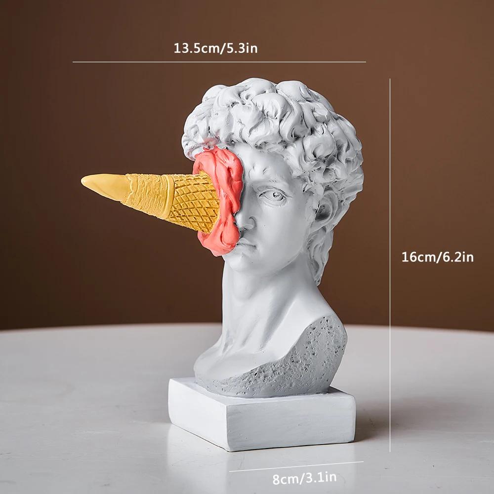 Sculpture Office Bookshelf Desktop Art Decoration David Statue Modern Nordic Figure Ornament Ice Cream David Figurine Home Decor