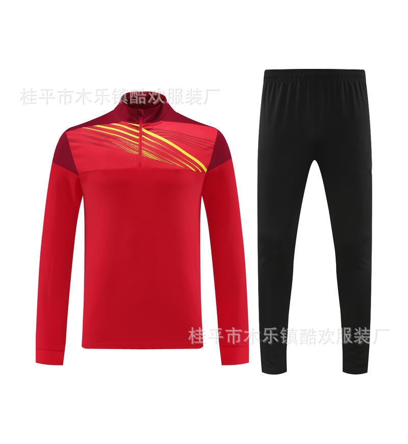 Student Team Half Zipper Long Sleeve Suit Football Training Suit Club Quick Drying Football Jersey Breathable