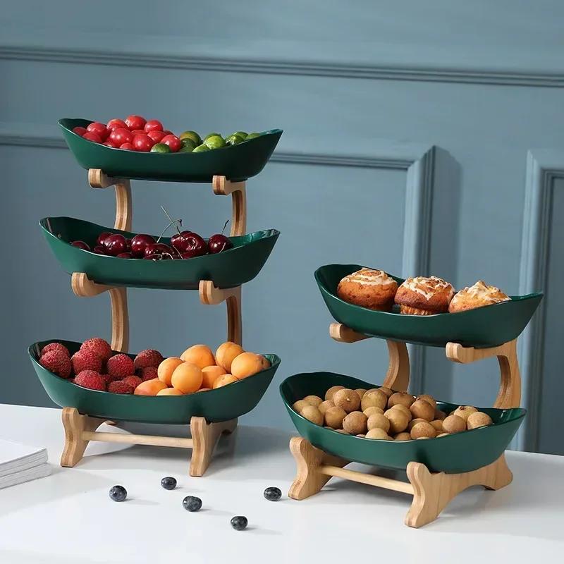 1Pcs Snack Storage Candy Plate Household Dim Sum Plate Fruit Plate Fruit Tray Bamboo Shelf Dried Fruit Tray Creative Living Room