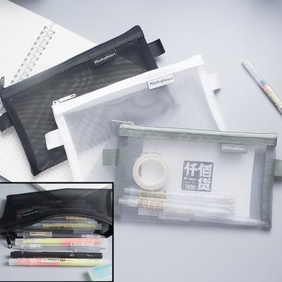 Astuccio semplice in rete trasparente Astucci per matite per studenti da ufficio Astuccio per penne Kalem Kutusu in nylon