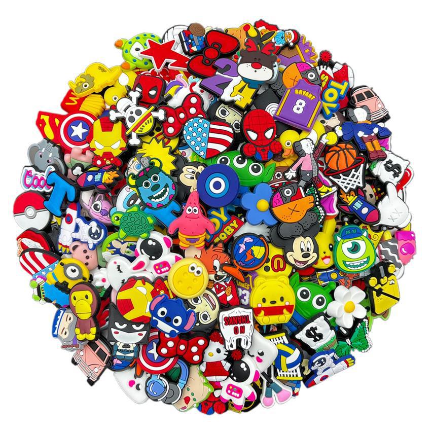 Random Cartoon Crocs Shoe Charms & Pins - Cool & Cute Bulk Pack (30-50-100 Pieces)