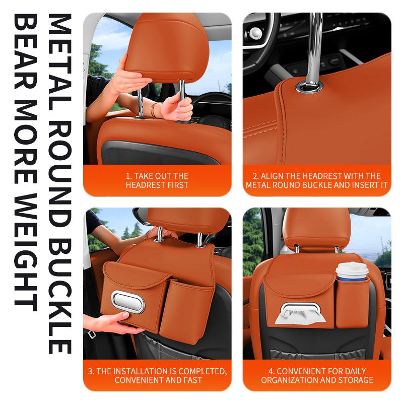 Car Seat Back Organizer with Tissue Box Holder