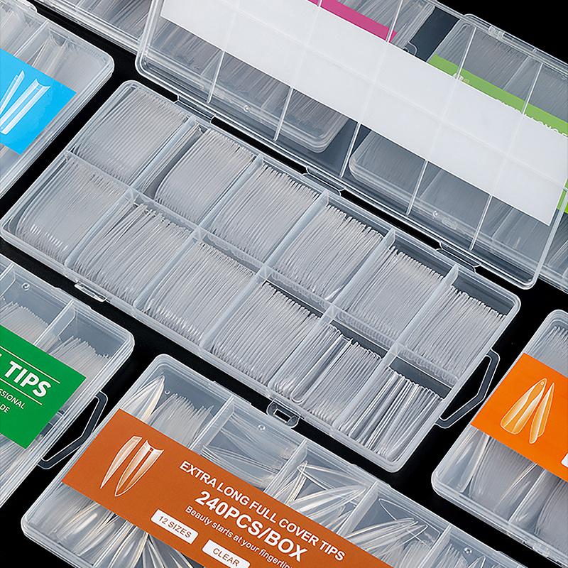 240Pcs/Box Fake Nails Clear Super Long False Nail Acrylic Artificial Nail For Extension Manicure Charms Nail Tips Art Salons