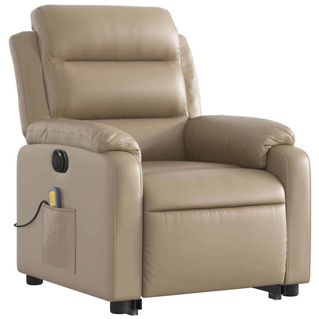 Recliner Chair with Lift Function Electric Cappuccino Faux Leather