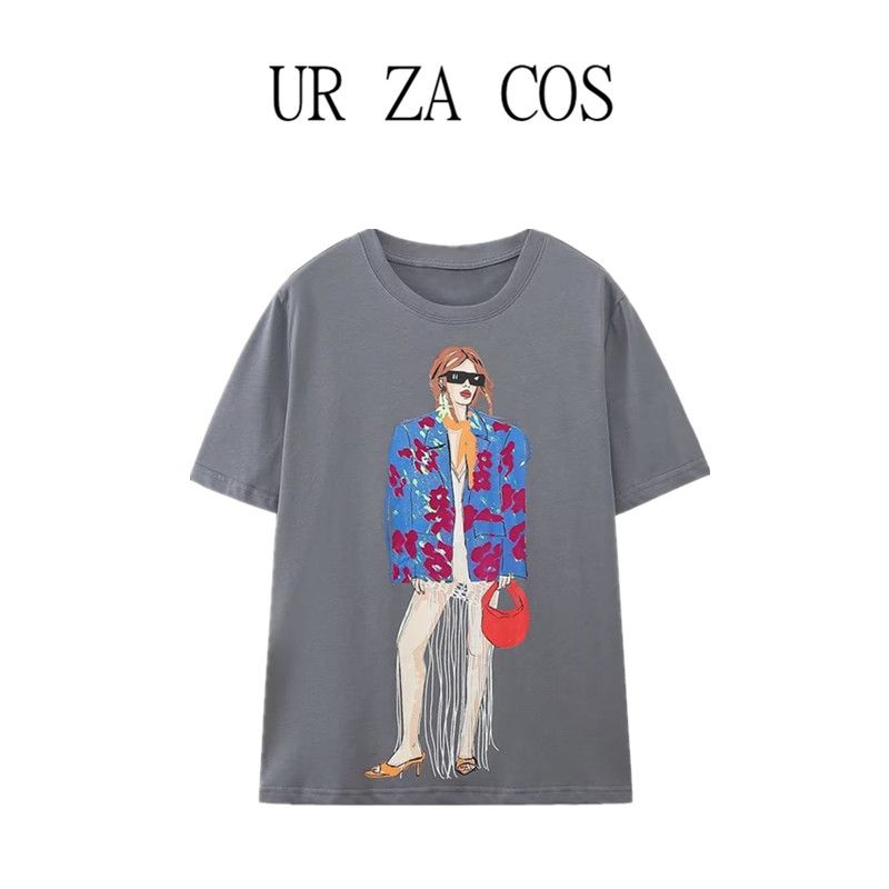 Fashion Style Summer New Fashion Trendy Female Loose Easiest for Match Girl Print T-shirt 1131348 807