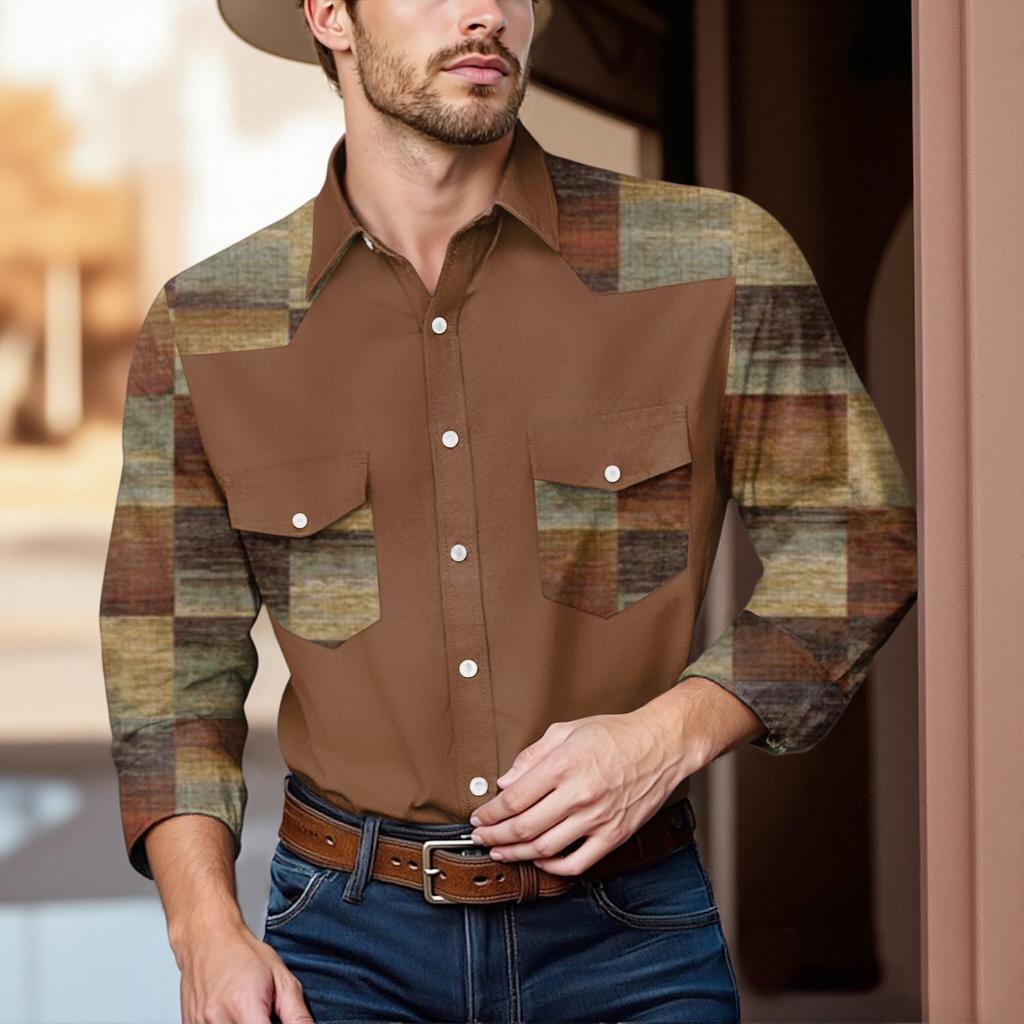 Top Casual de Solapa y Largo hasta el Hombro de Manga Larga para Hombre