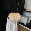 Yogodlns Luxe nepbont avondtasje Pluizige effen kleur schoudertas Grote capaciteit Parelhandvat Clutch Crossbodytas Voor dames