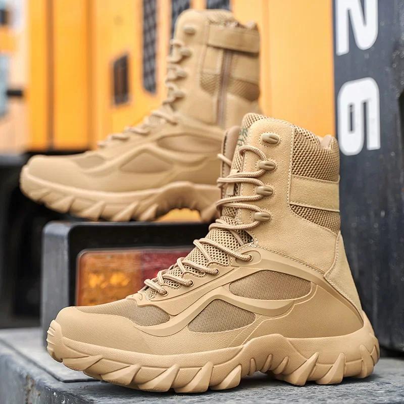 Men's Outdoor Casual Hiking Boots Tactical Special Forces Field Man Boot Lightweight Outdoor Non-Slip Men Motorcycle Boots