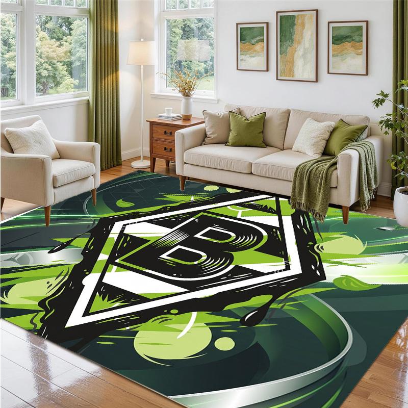 Borussia Mönchengladbach Design Crystal Velvet Rug Soft Decorative Mat for Bedroom Entrance