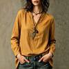 Women's Color Linen Long Sleeve Blouse Casual Versatile Top for Commute