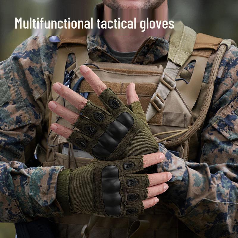 Half-Finger Tactical Gloves: Hard Shell Protection, Wear-Resistant, Non-Slip Combat Gloves for Outdoor and Shooting Sports.