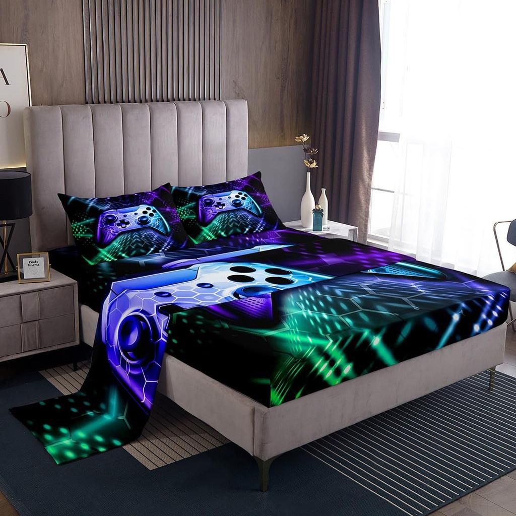 Gamepad Taekwondo Pattern Bed Hat Four-Piece Bedding Set Bedroom Dormitory Bedding Decoration