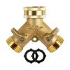 3/4 Inch 2 Way Brass Garden Hose Splitter Y-Type Tap Watering Connector Distributor for Outdoor Faucet 1/2/3 set