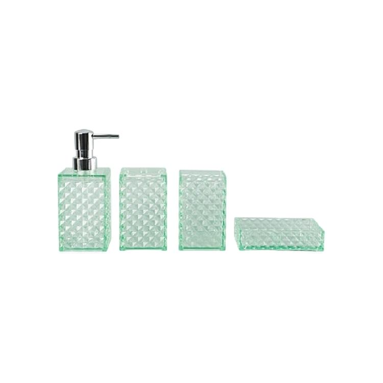 Pack of 4 Modern Diamonds Grids Bathroom Organizers Set Plastic Containers for Countertop Bathtubs Storage Easy to Wipe