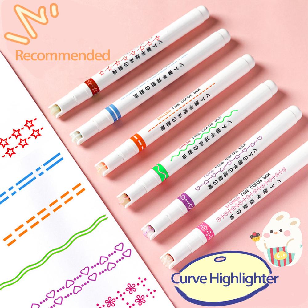 Zweizeiliger, wellenförmiger, roter Zeitungsstift mit Handkopie - Fluoreszierender Stift für Studenten