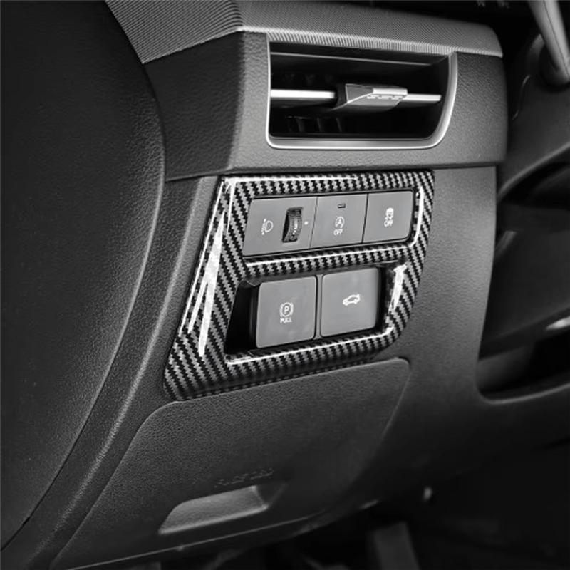 Headlight Adjustment Switch Button Cover Trim For Hyundai Sonata 2024 2025 LHD Accessories ABS Carbon Fiber-M53K