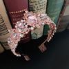 Crystal Pink Crown Bridal Crown Wedding Baroque Queen Golden Big Crown Wedding Dress Accessories Jewelry