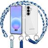 Case for Samsung Galaxy A57 5G, Transparent Slim Shockproof Hard Case with Blue Shoulder Strap
