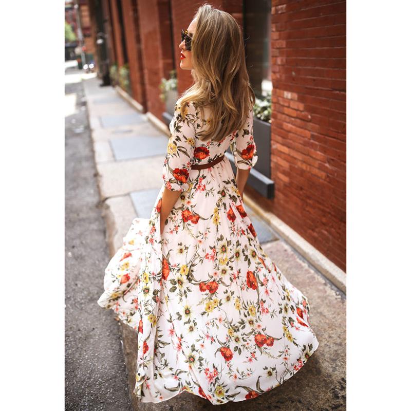 Fashion Loose Party Club Casual Dress Elegant Floral Chiffon Long Dress Women French Style Short Sleeve Summer Dress Robe 26661