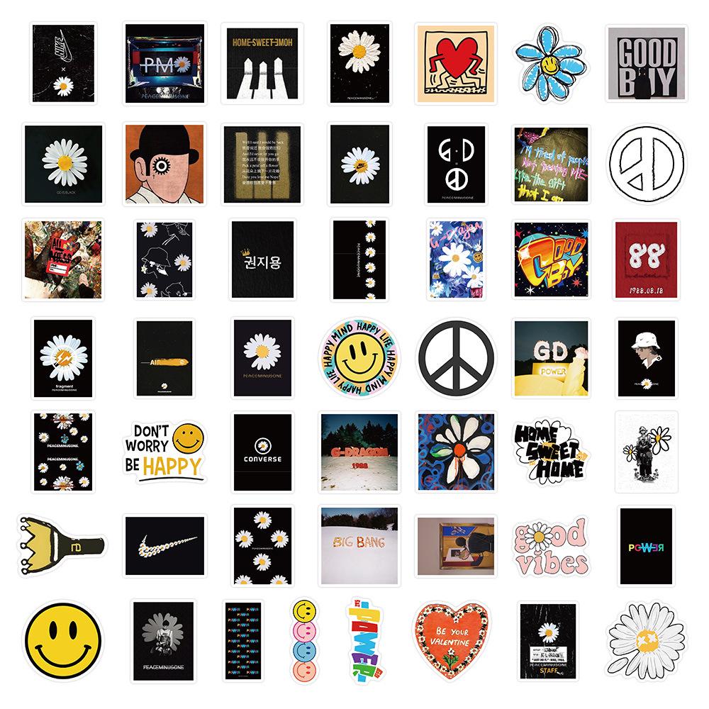 50 G-Dragon Graffiti Stickers for Decor: Suitcase, Phone, Helmet, and More.