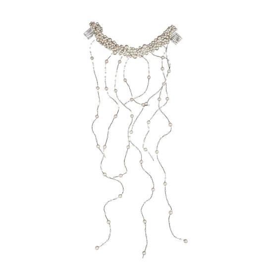 

Женское украшение для волос искусственный жемчуг горный хрусталь цветок свадебный гребень для волос длинный стиль свадебные аксессуары для волос белый