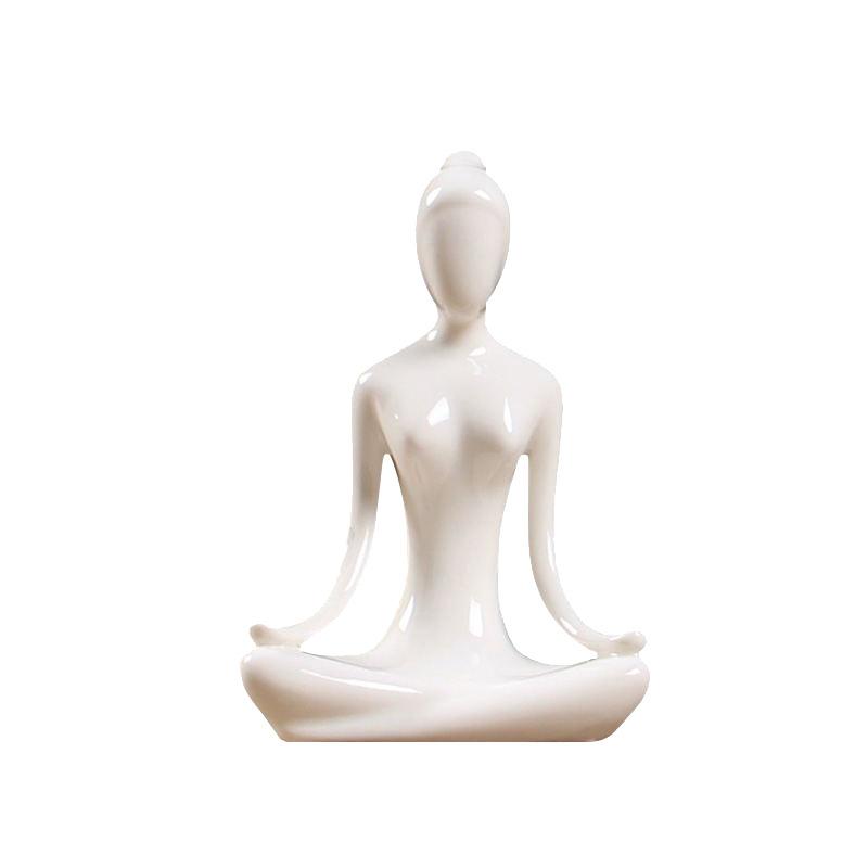 Yogapose Staty Staty Keramisk Prydnad Hem Abstrakt Figur Väggskåp Dekoration