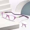 Men Women Anti Blue Light Cat Eye Hanging Neck Reading Glasses Silicone Soft Rope Anti-lost Scalable Portable Reading Eyeglasses