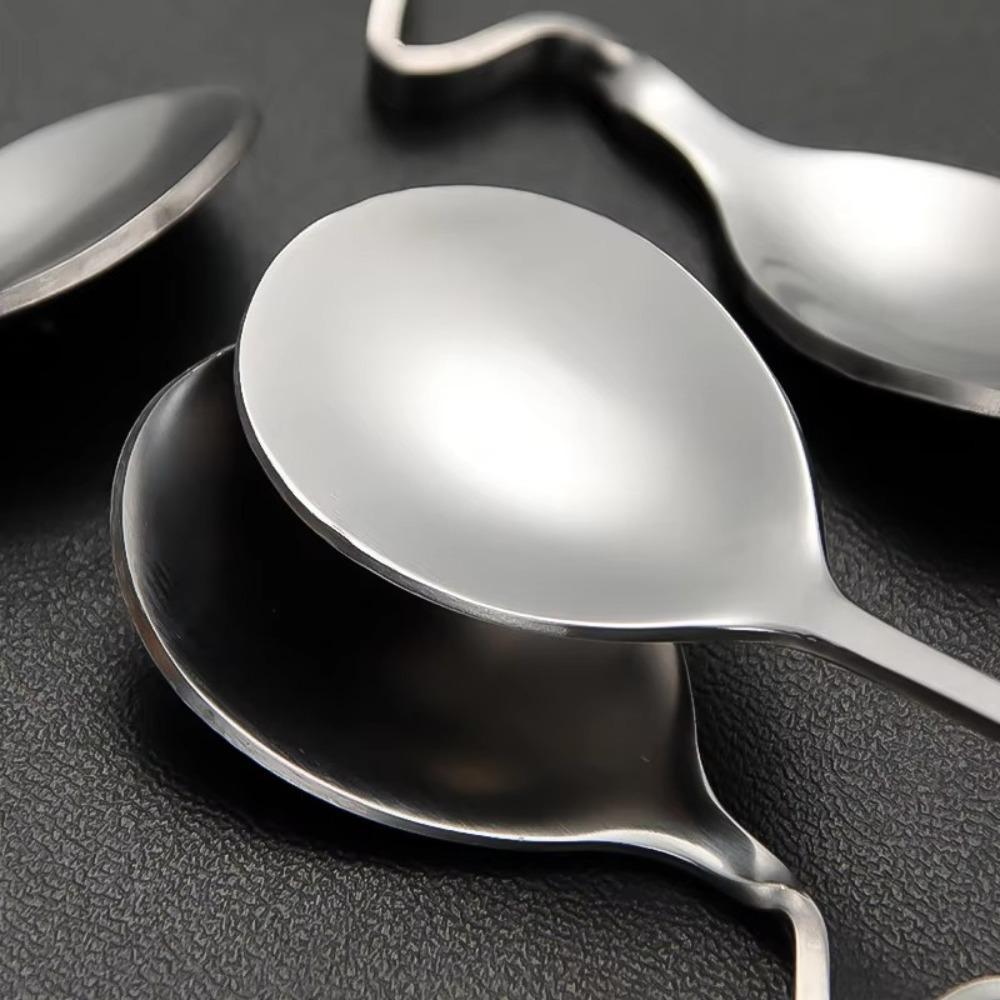 4pcs Stainless Steel Hanging Cup Spoon Twisting Teaspoons Polished Coffee Spoon Set  Cafe Supplies