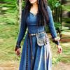 Women's Solid Color Long Sleeve Round Neck Waist Ethnic Style Retro Long Dress Clothes Sale