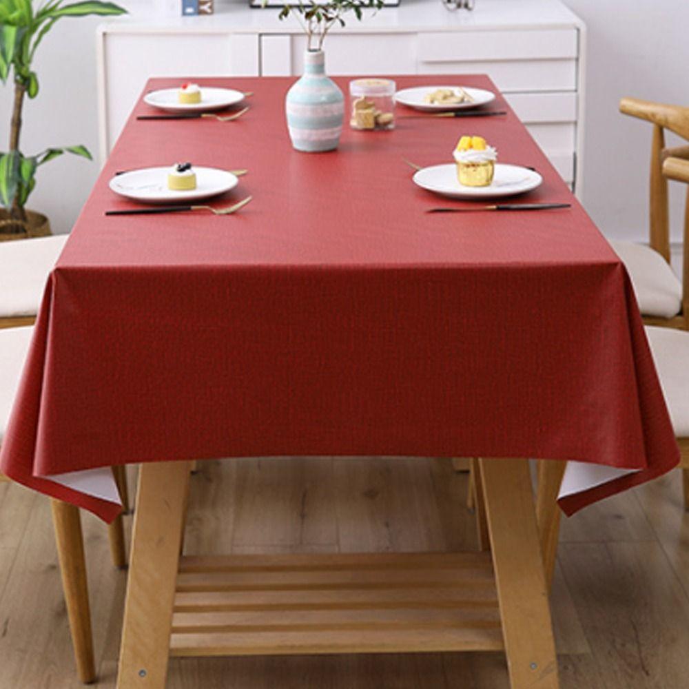 Rectangular PVC Tablecloth Solid Colour Table Cover Waterproof Tablecloth Household