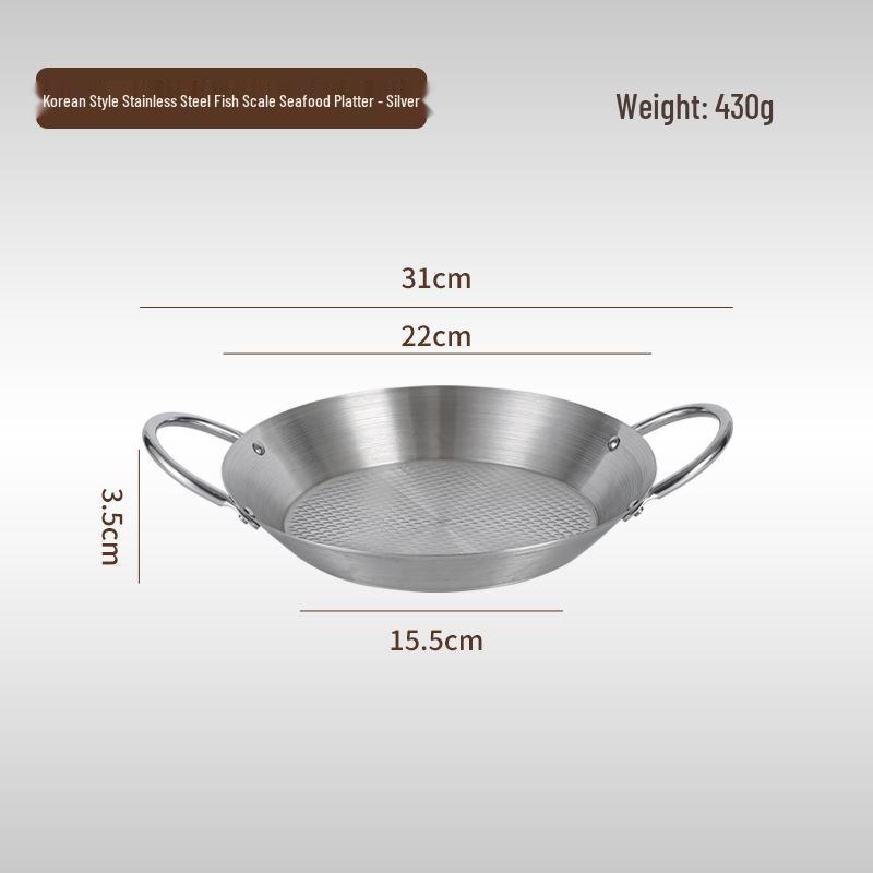 Stainless Steel Double Ear Flat Bottom Plate for Seafood, Spicy Crayfish, Pasta, and Fried Chicken.