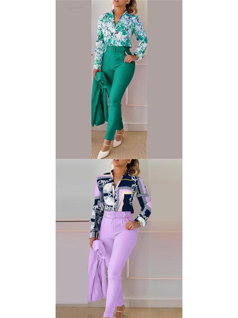 Spring Sweet Style Women's Polyester Long Sleeve Fashion Casual Set (No Jacket)