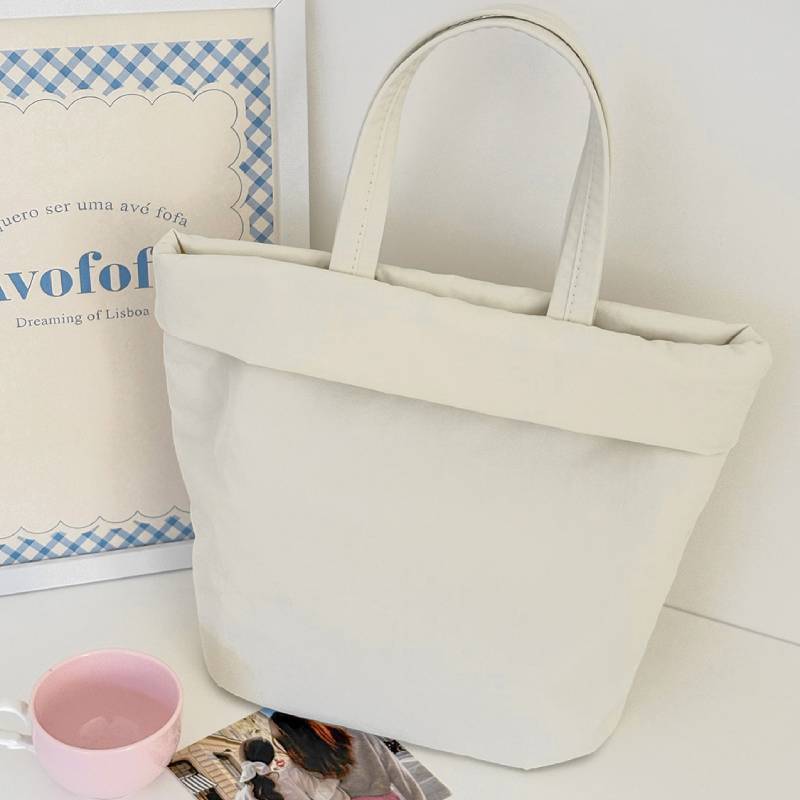 Solid Color Style Small Tote Bag With Zipper Pocket For Work