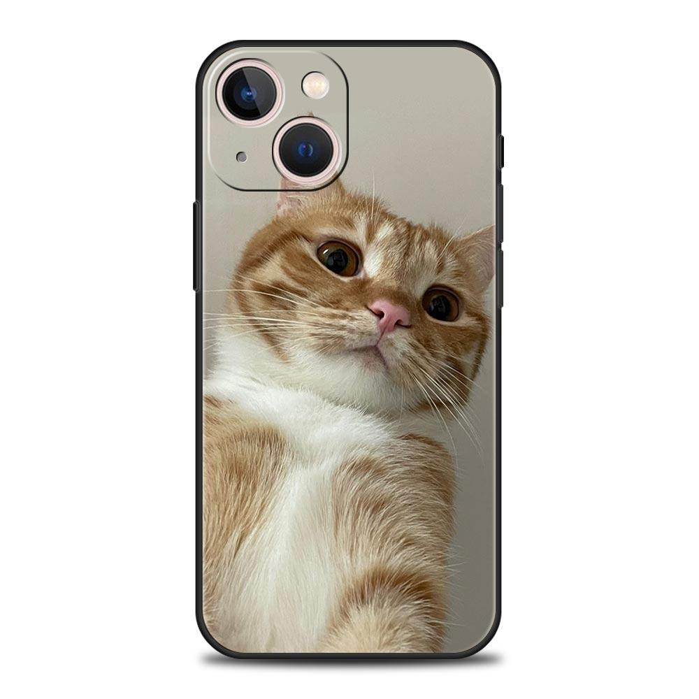 Kawaii Love Cat Phone Case For iPhone 17 16 15 Pro Max 11 12 13 14 7 8 Plus SE 2020 X XR XS Cover Soft Black