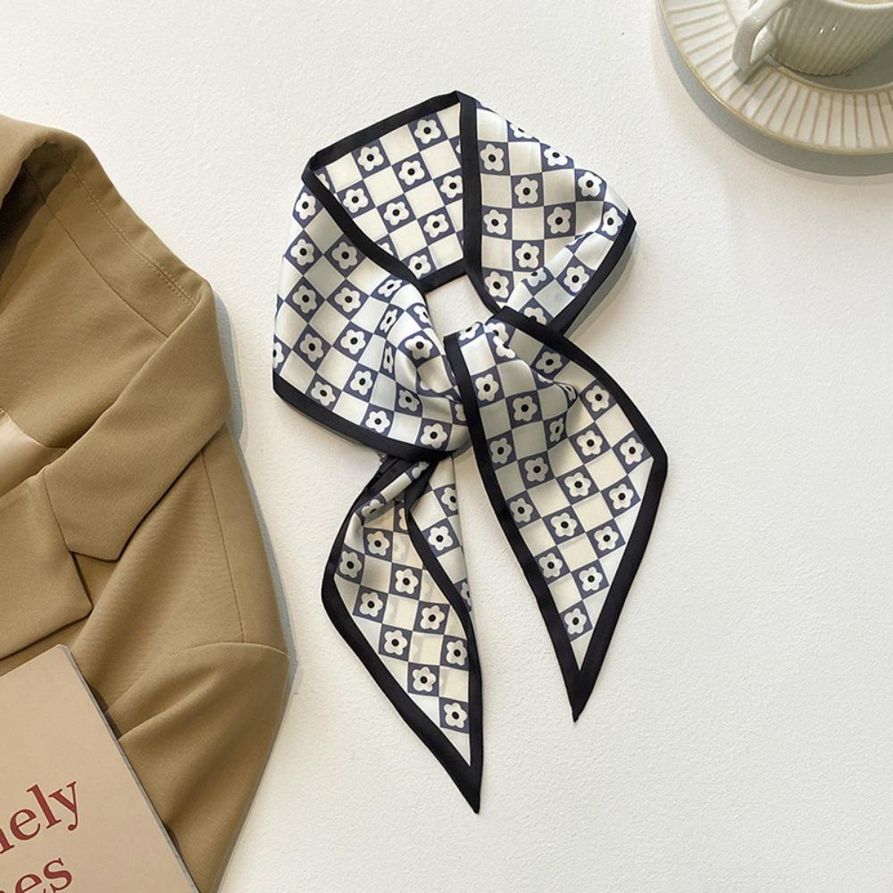 Mote Trykk Silke Smalt Hårskjerf For Kvinner Smalt Bånd Knyte Håndtak Veske Bånd Bandana Halsklede