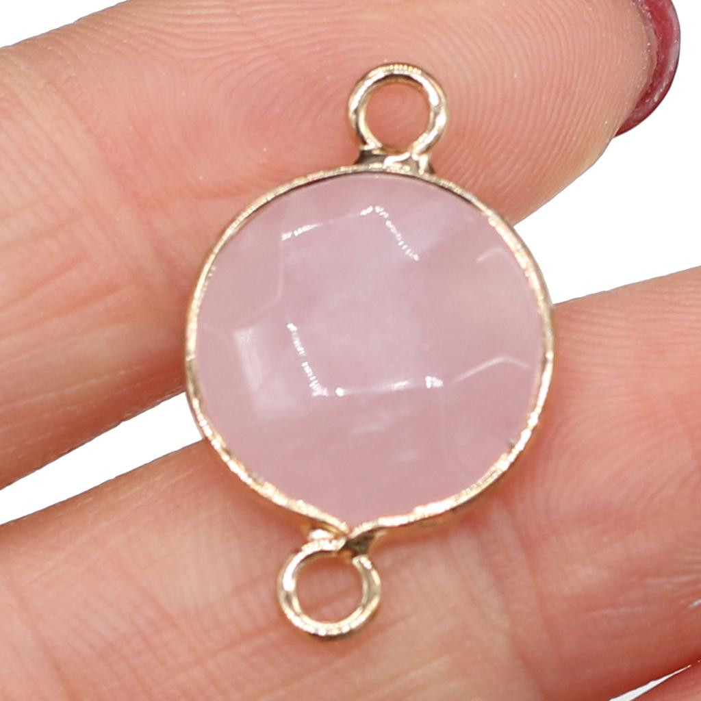 5 Stück Naturstein-Verbinder-Anhänger, runde Quarz-Verbinder für DIY-Armbänder, Halsketten, Ohrringe, Schmuckherstellung, Zubehör, 15 x 24 mm