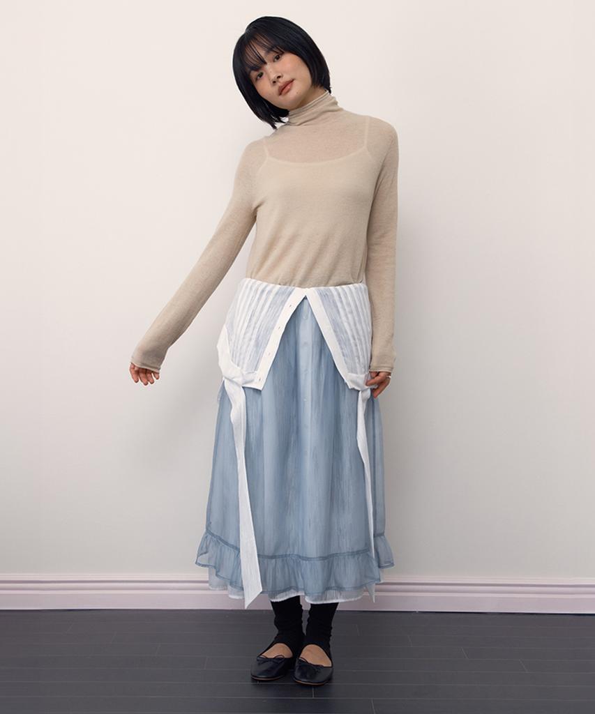 Selliteiljeu Sheer Layered Frill Skirt_Sky Blue
