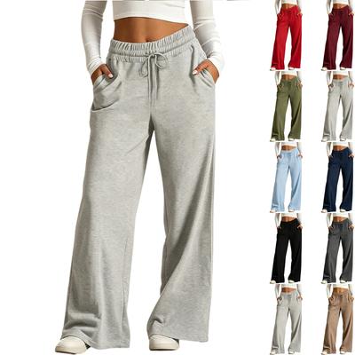 Women's Casual Loose Fit Wide Leg Pants with Drawstring and Pockets for Everyday Wear