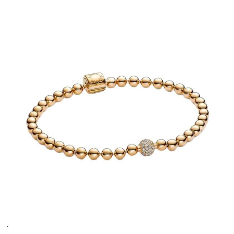 Pandora Brățară cu design de mărgele pavé pentru femei, aurie 568342C01