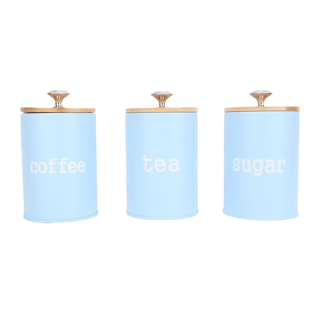 3pcs Storage Canister Multifunctional Airtight Iron Storage Jar with Lid for Tea Coffee Sugar