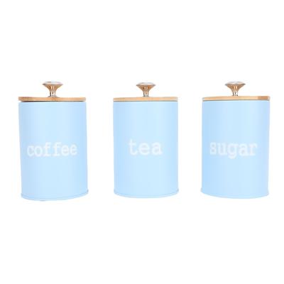 3 st Förvaringsbehållare Multifunktionell Lufttät Järnförvaringsburk med Lock för Te Kaffe Socker