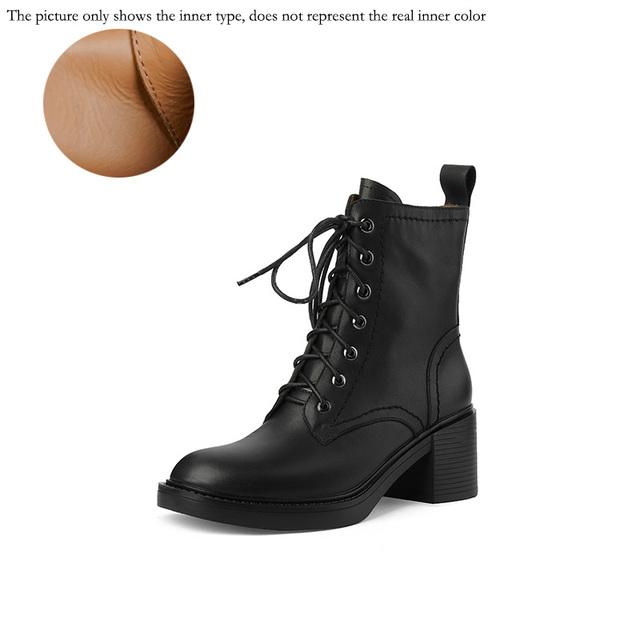 

Осенняя обувь, женские сапоги, женская обувь на массивном каблуке с квадратным носком, современные ботинки из натуральной кожи в стиле ретро, ​​короткие сапоги, зимние ботинки на каблуке 38