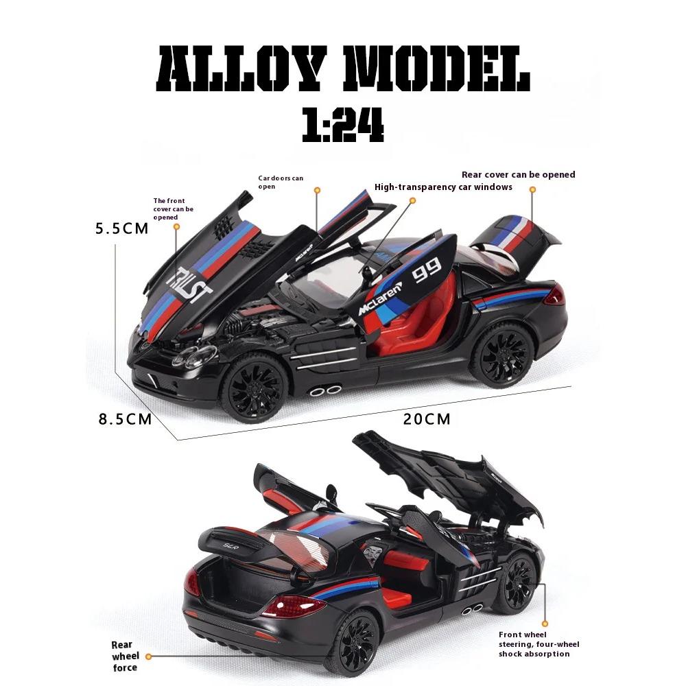 1/24 High Quality Alloy BENZ SLR Sports Car Model, Cool Sound and Light, Best Collectible for Car Lovers, Christmas Gifts