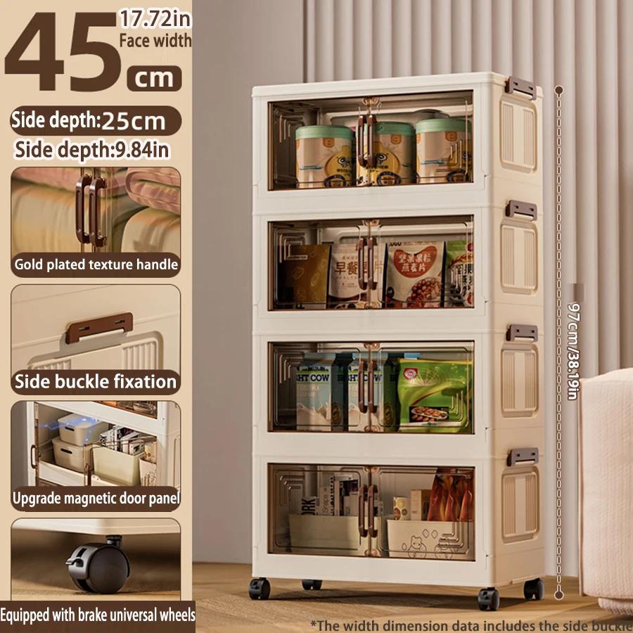 45/55/65cm Length Multifunction Folding Storage Cabinet Sundries Cabinet Large Capacity Dustproof Wardrobe Locker