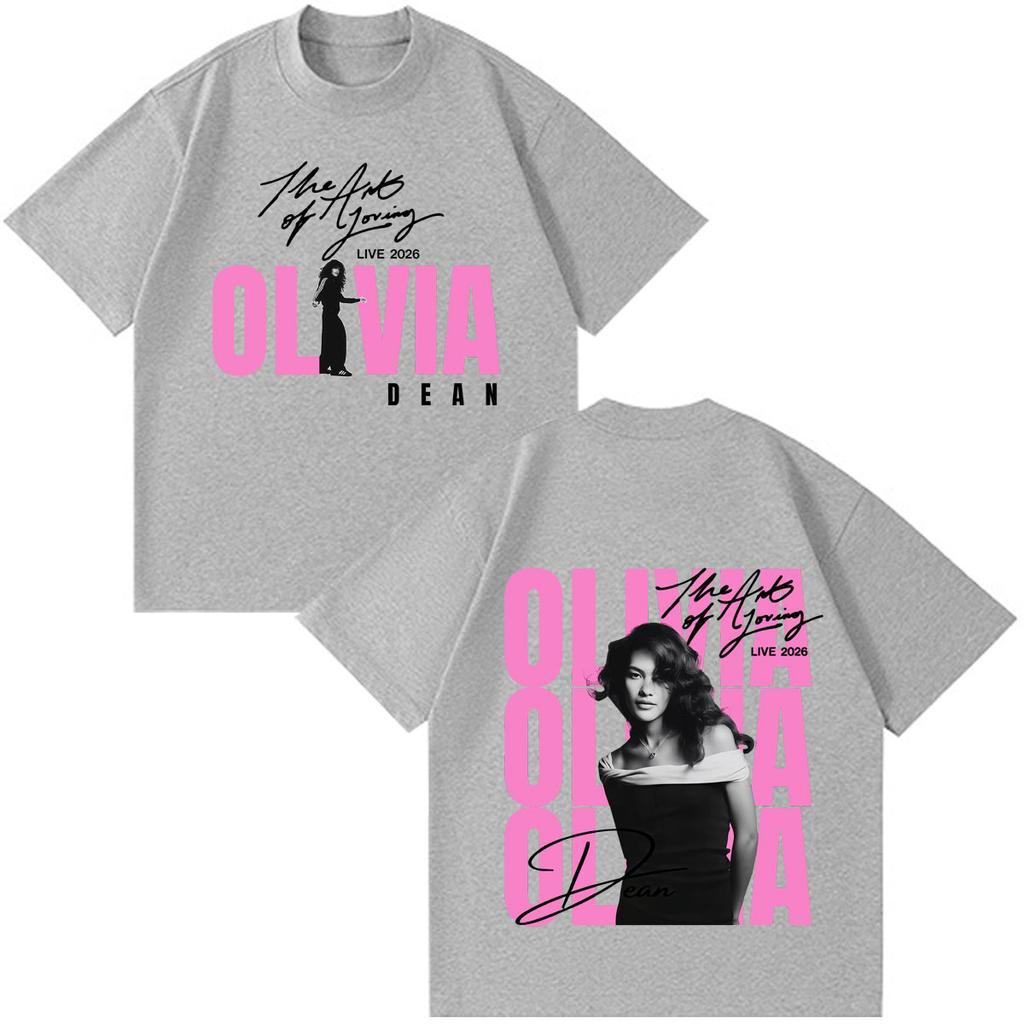 Olivia Dean Art Of Loving Tour 2026 Grafik T-Shirt Unisex Unisex Ästhetischer Trend T-Shirt Sommer Lässig Baumwolle Übergroße T-Shirts