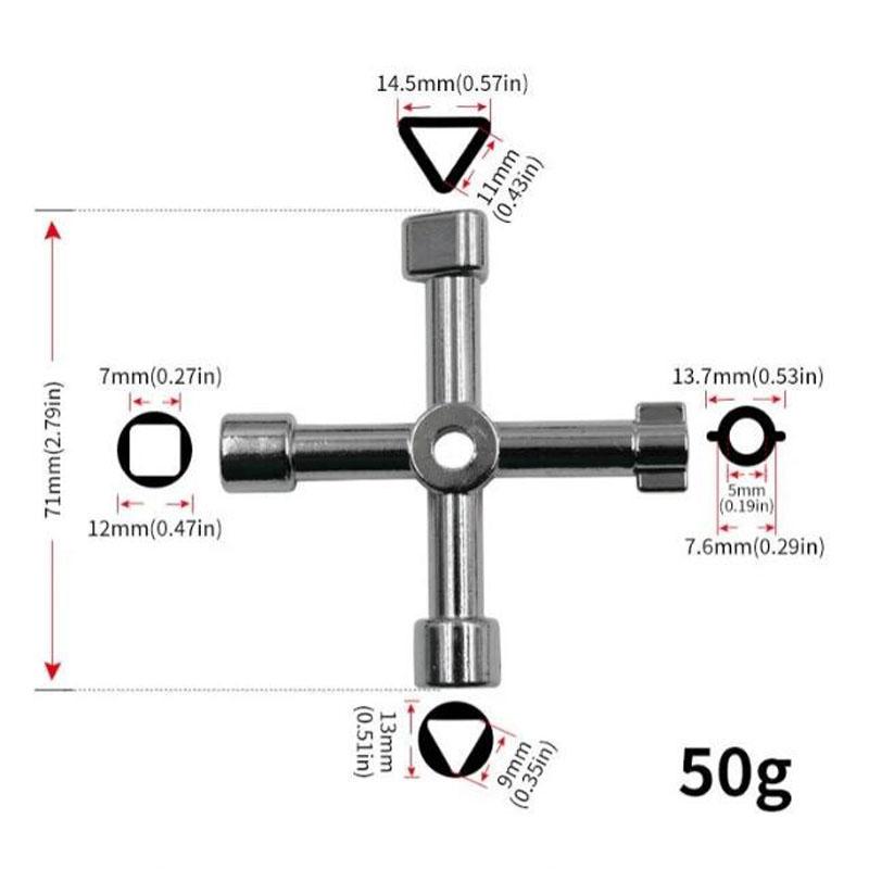 4 In 1 Multifunction Electrician Plumber Utility Cross Switch Wrench Universal Square Triangle Key for Gas Train Bleed Radiator