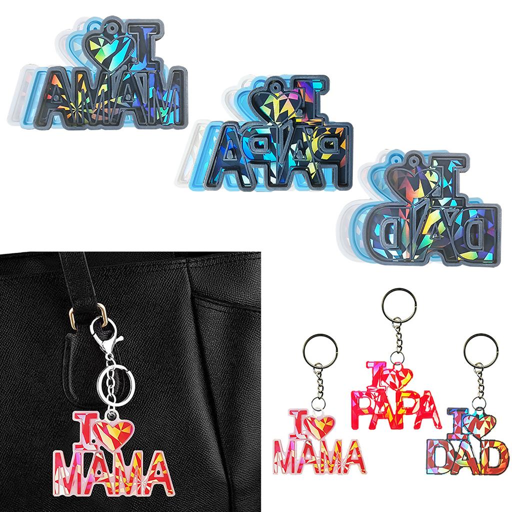 Heart Dad Keychain Resin Mold Silicone Mould Earrings Pendant Mold Epoxy Casting Mold DIY Jewelry Making for Mother Day