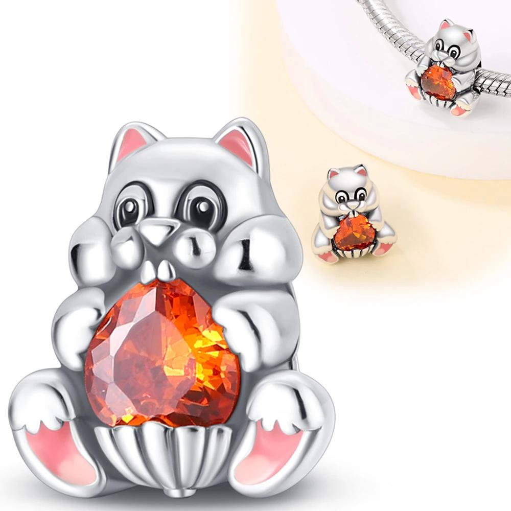 Copper Autumn Maple Leaf Squirrel Charm Pendant Beads Fit Charm Original Bracelet Women Jewelry Making