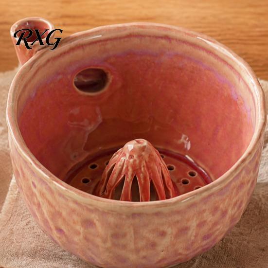 Berry Rinse Basket Ceramic Washing Bowl with Drainage Hole, 360 Degree Self Vegetable Soaking Rinsing Fruit Bowl, Fresh Cleaning Strainer Produce