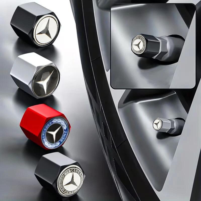 4PCS Car Wheel Tyre Tire Valve Stem Caps Metal Covers for Mercedes Benz CLK CLA GLB GLE W166 GLC W204 W205 W212 W211 W124 W210